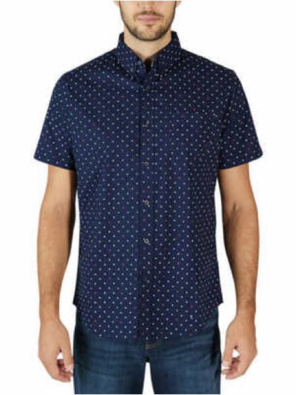 Lee Navy Short-Sleeve Button-Down Shirt Regular Fit Size XXL